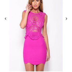 Hello Molly Angel Biba sexy pink lace mini dress